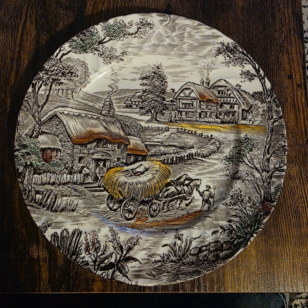 Yorkshire Staffordshire England‎ Ironstone Farm Scene 2 Plates & 2 Bowls